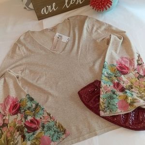 Philosophy Bell Sleeve Floral Sweater